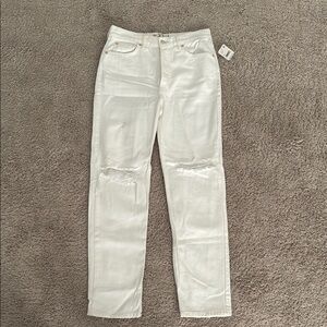 Free People White Straight Leg Jeans